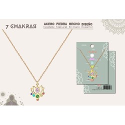 Collar 7 Chakras Con Piedra Natural Y Acero dorado - Coleccion 7 chakras